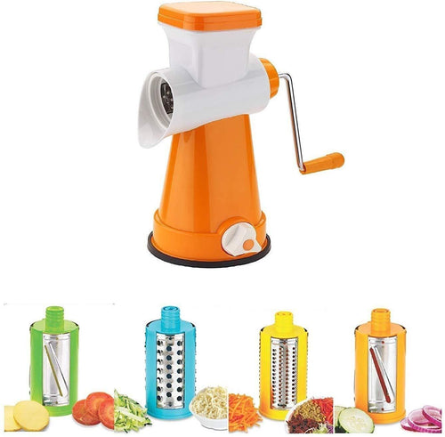 Rotary Drum Vegetable Grater & Slicer 4-in-1 Kitchen Tool